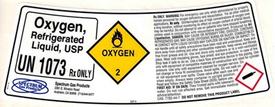 Spectrum Liquid O2 Label (Spectrum Oxygen Lox)